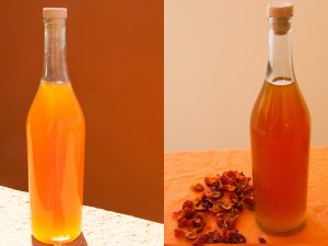 Rose hip syrup is both beautiful and full of vitamen C.