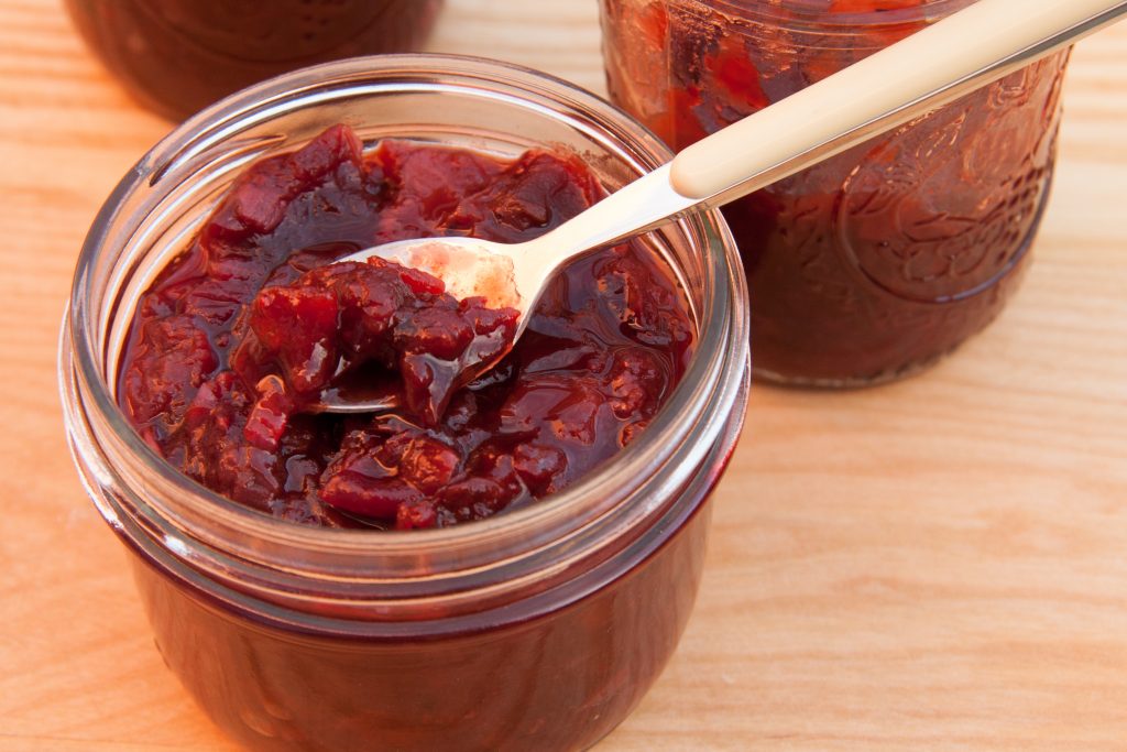 cranberry, rose hip, and crabapple chutney