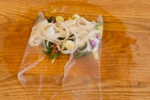 assembling the spring rolls