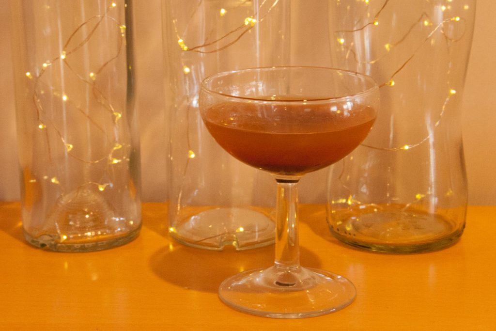 Almond Joy cocktail, made with homemade noyaux