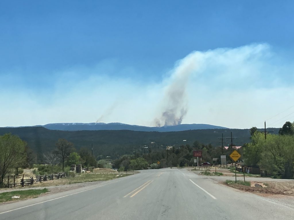 smoke plume from wildfire, San Miguel County, NM