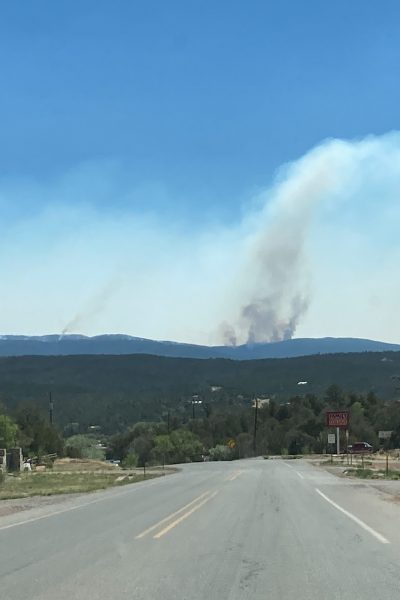 smoke plume from wildfire, San Miguel County, NM