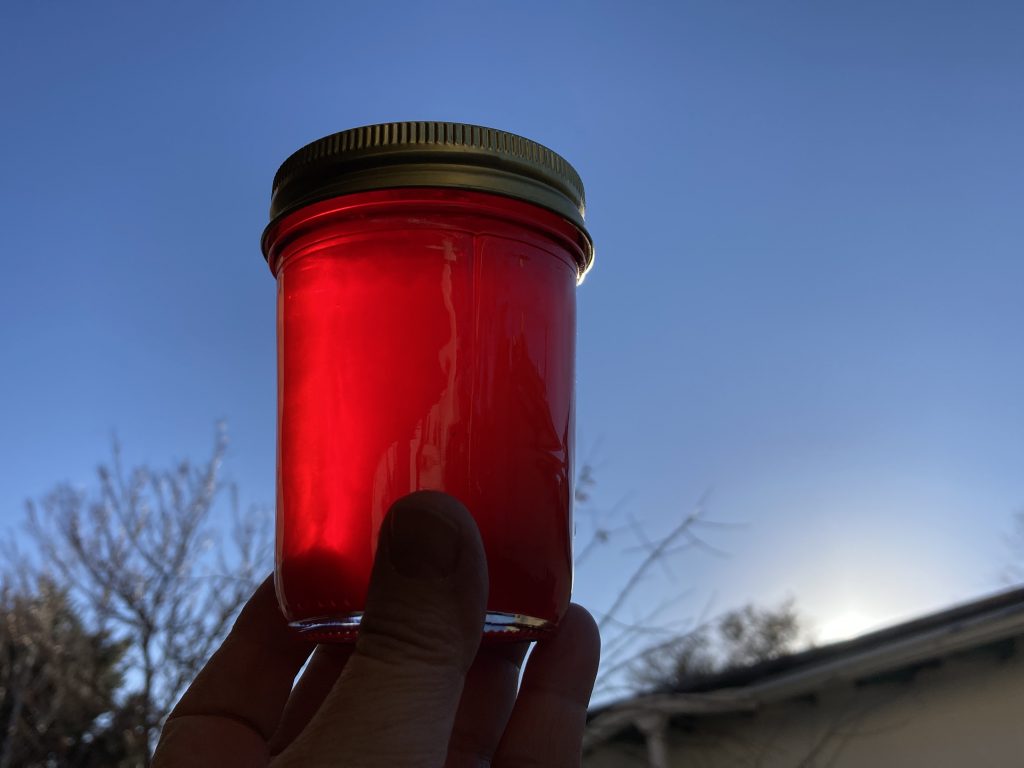 ruby-tones crabapple jelly with hot peppers
