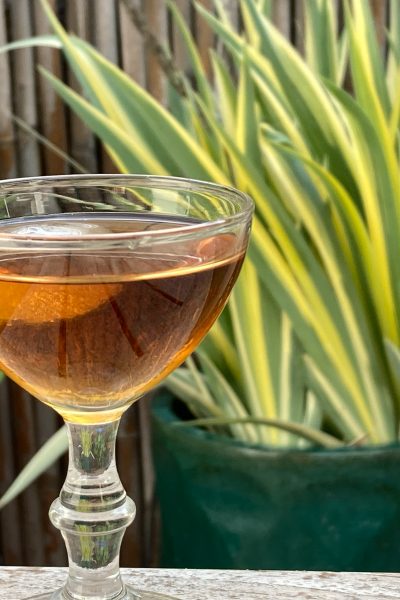 apricot umeshu liqueur in a glass